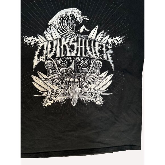 Quiksilver Vintage Grunge Black Tee Shirt Size L Slim Fit Surfing Skeleton Graph - Picture 3 of 10